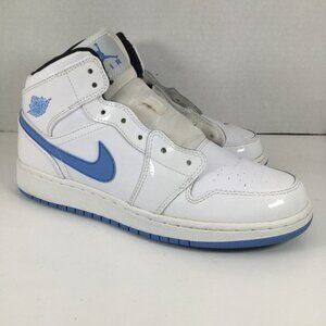 Air Jordan 1 Retro Mid Sneakers Boys Size 6.5 Youth White Legend Blue